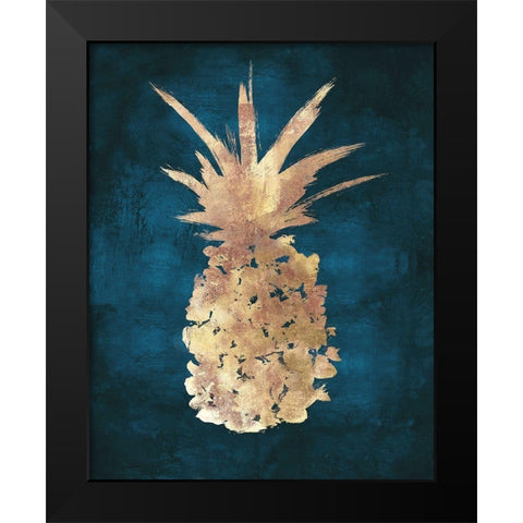 Golden Night Pineapple Black Modern Wood Framed Art Print by Watts, Eva