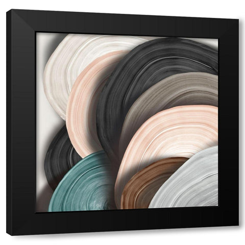 Disks II Black Modern Wood Framed Art Print with Double Matting by Watts, Eva