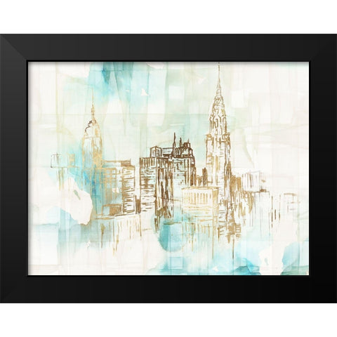 Woven New York City  Black Modern Wood Framed Art Print by Watts, Eva