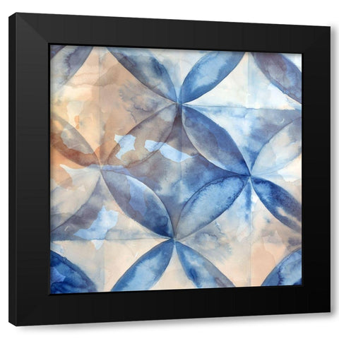 Indigo Rustic Tiles I  Black Modern Wood Framed Art Print by Watts, Eva