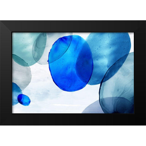 Blue Bubbles  Black Modern Wood Framed Art Print by Watts, Eva