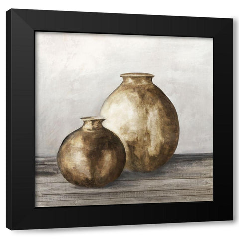 Golden Urnes I  Black Modern Wood Framed Art Print by Watts, Eva