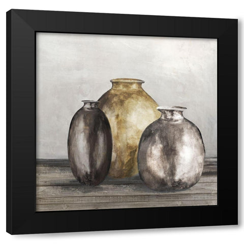 Golden Urnes II Black Modern Wood Framed Art Print with Double Matting by Watts, Eva