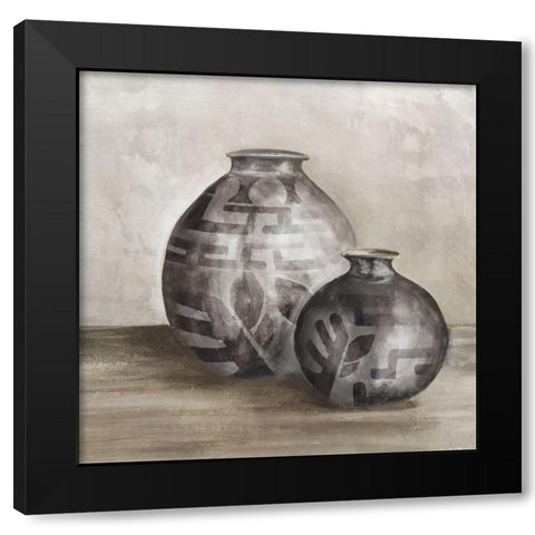 African Urnes Black Modern Wood Framed Art Print with Double Matting by Watts, Eva