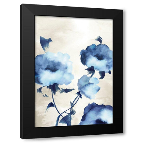 Silky Floral II Black Modern Wood Framed Art Print with Double Matting by Watts, Eva