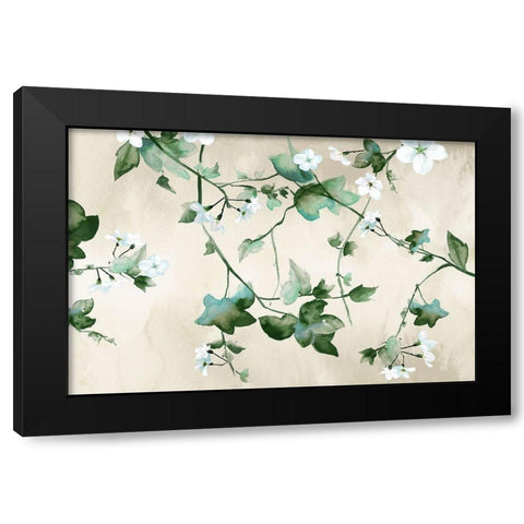 Delicate Green Branches  Black Modern Wood Framed Art Print with Double Matting by Watts, Eva