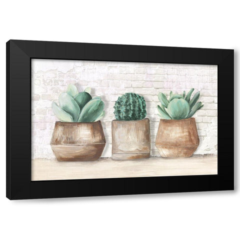 Three Cactus  Black Modern Wood Framed Art Print by Watts, Eva