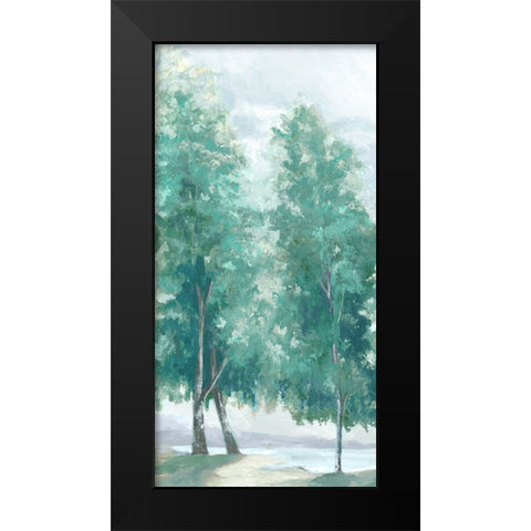 Fall Coloured Trees Blue Version Black Modern Wood Framed Art Print by Watts, Eva