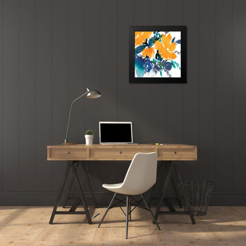 Indigo Flower I Black Modern Wood Framed Art Print by Isabelle Z