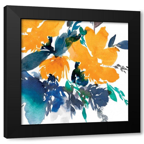 Indigo Flower I Black Modern Wood Framed Art Print by Isabelle Z