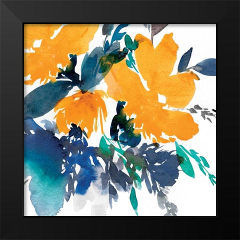 Indigo Flower I Black Modern Wood Framed Art Print by Isabelle Z