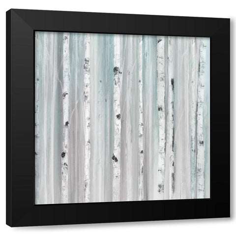 Soft Blue Birches I Black Modern Wood Framed Art Print with Double Matting by Isabelle Z