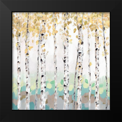 Golden Treescape Black Modern Wood Framed Art Print by Isabelle Z