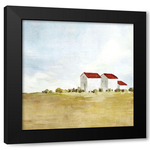 Red Farm House II  Black Modern Wood Framed Art Print with Double Matting by Isabelle Z