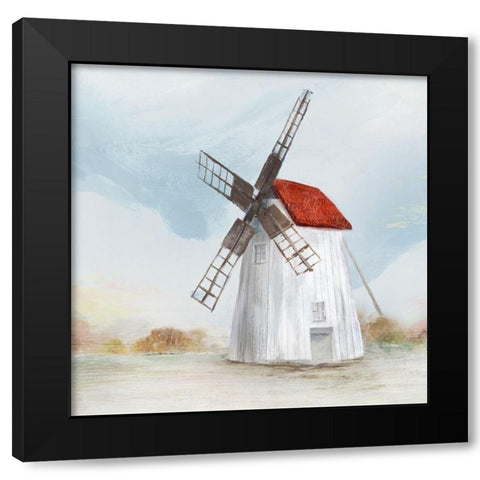 Red Windmill II  Black Modern Wood Framed Art Print by Isabelle Z