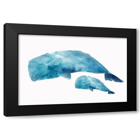 Whale Baby Black Modern Wood Framed Art Print with Double Matting by Isabelle Z
