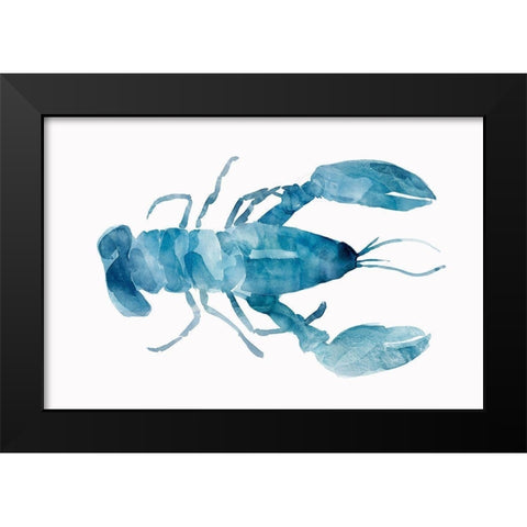 Blue Lobster Black Modern Wood Framed Art Print by Isabelle Z