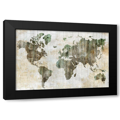 World Map I  Black Modern Wood Framed Art Print by Isabelle Z