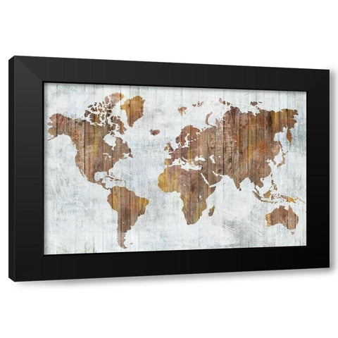 World Map II  Black Modern Wood Framed Art Print with Double Matting by Isabelle Z