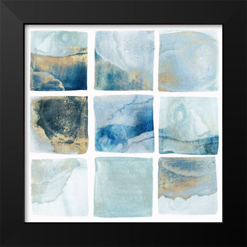 Indigo Squares I Black Modern Wood Framed Art Print by Isabelle Z