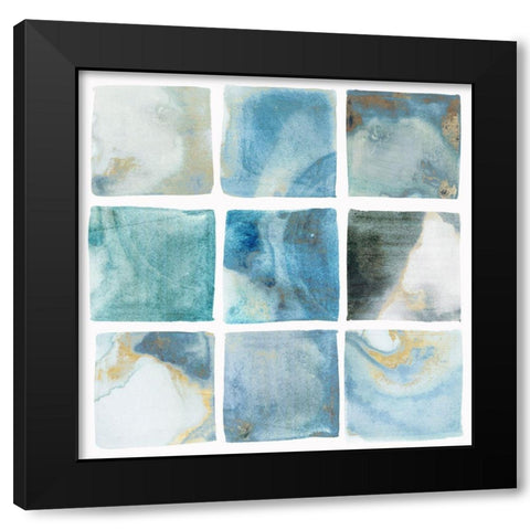 Indigo Squares II Black Modern Wood Framed Art Print by Isabelle Z