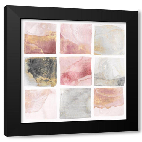 Blush Squares I Black Modern Wood Framed Art Print by Isabelle Z