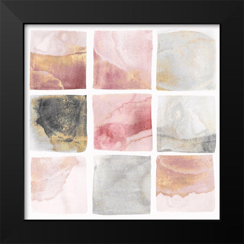 Blush Squares I Black Modern Wood Framed Art Print by Isabelle Z