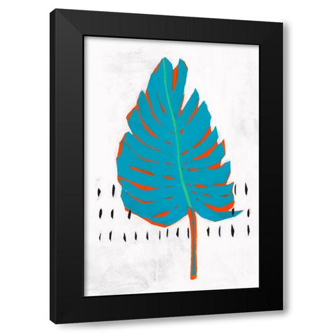 Blue Tropical Leaf I  Black Modern Wood Framed Art Print with Double Matting by Isabelle Z