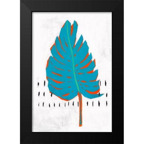 Blue Tropical Leaf I  Black Modern Wood Framed Art Print by Isabelle Z