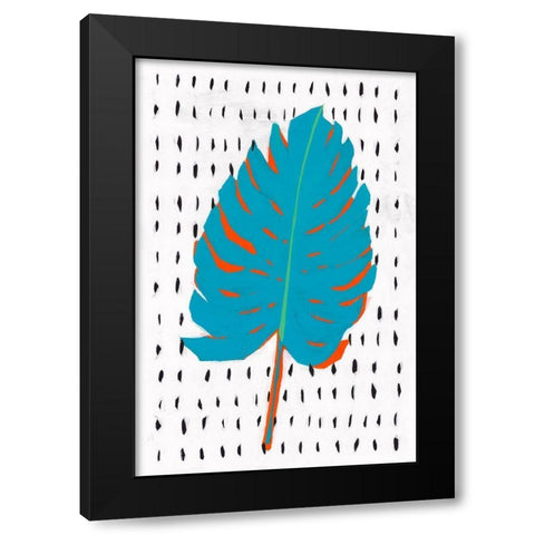 Blue Tropical Leaf II  Black Modern Wood Framed Art Print by Isabelle Z