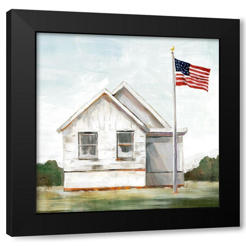 American Flag  Black Modern Wood Framed Art Print with Double Matting by Isabelle Z