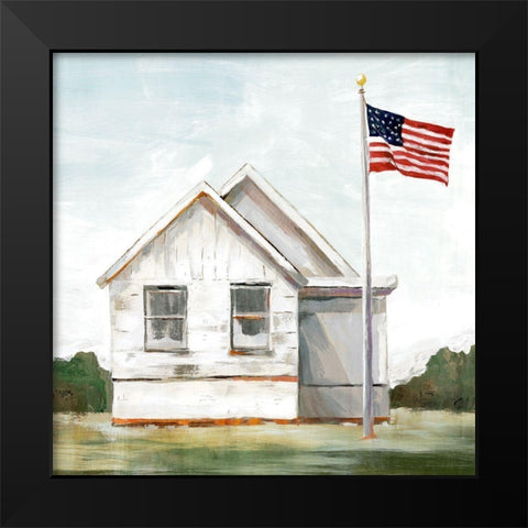 American Flag  Black Modern Wood Framed Art Print by Isabelle Z