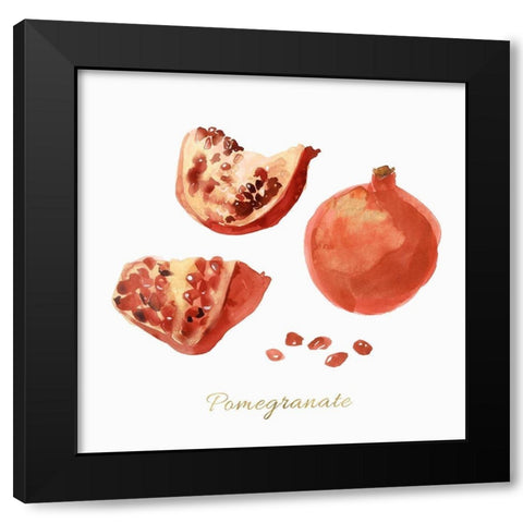 Pomegranate  Black Modern Wood Framed Art Print with Double Matting by Isabelle Z