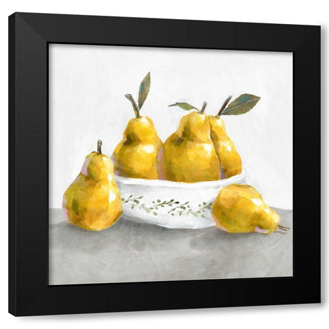 Pears Black Modern Wood Framed Art Print with Double Matting by Isabelle Z
