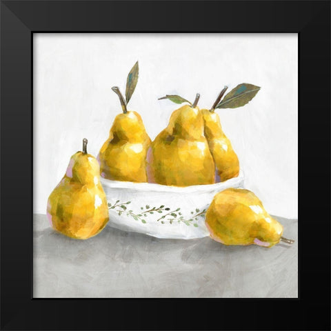 Pears Black Modern Wood Framed Art Print by Isabelle Z