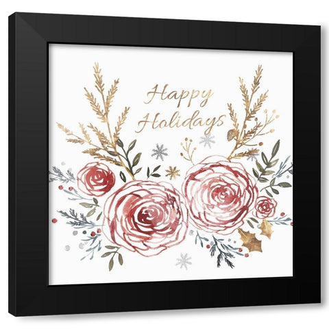 Happy Holiday  Black Modern Wood Framed Art Print with Double Matting by Isabelle Z
