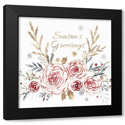 Seaons Greetings  Black Modern Wood Framed Art Print with Double Matting by Isabelle Z