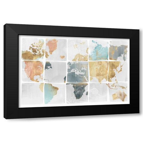 Tiled Map  Black Modern Wood Framed Art Print by Isabelle Z