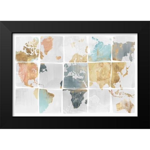 Tiled Map  Black Modern Wood Framed Art Print by Isabelle Z