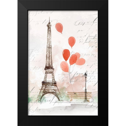 Balloons in Paris  Black Modern Wood Framed Art Print by Isabelle Z
