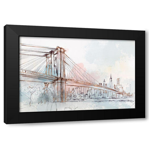 Blushing Brooklyn Bridge Black Modern Wood Framed Art Print with Double Matting by Isabelle Z