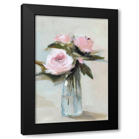 Peonies in a Vase I  Black Modern Wood Framed Art Print with Double Matting by Isabelle Z
