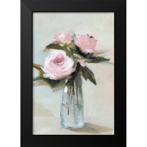 Peonies in a Vase I  Black Modern Wood Framed Art Print by Isabelle Z