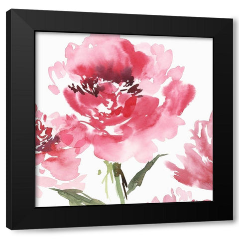 Crimson Blossoms I  Black Modern Wood Framed Art Print by Isabelle Z