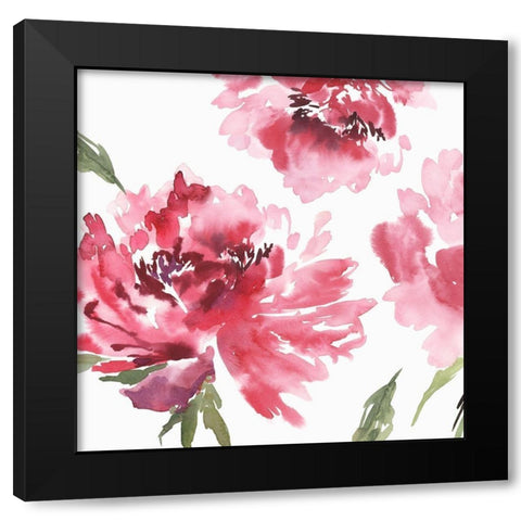 Crimson Blossoms II  Black Modern Wood Framed Art Print by Isabelle Z