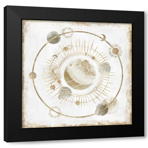 Golden Galaxy I  Black Modern Wood Framed Art Print with Double Matting by Isabelle Z