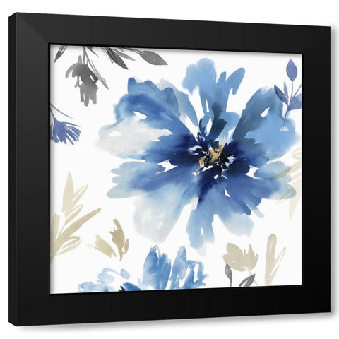 Finesse II Indigo Version  Black Modern Wood Framed Art Print with Double Matting by Isabelle Z