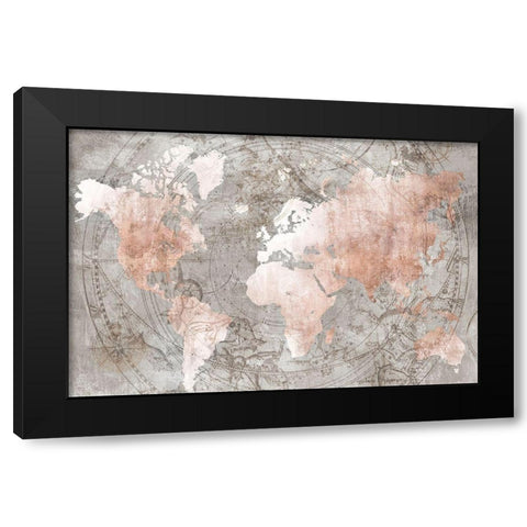 Celestial World Map Black Modern Wood Framed Art Print by Isabelle Z