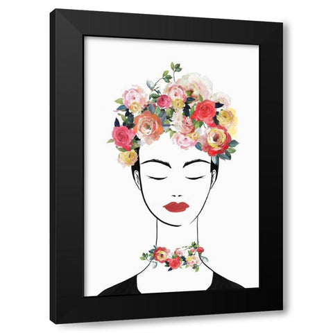 Flower Crown Frida II  Black Modern Wood Framed Art Print with Double Matting by Isabelle Z