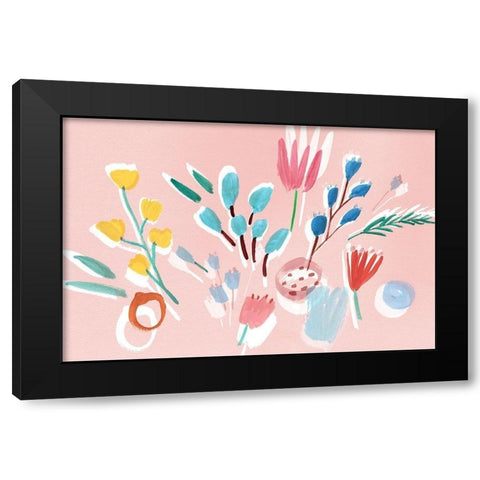 Flowing Florals  Black Modern Wood Framed Art Print by Isabelle Z
